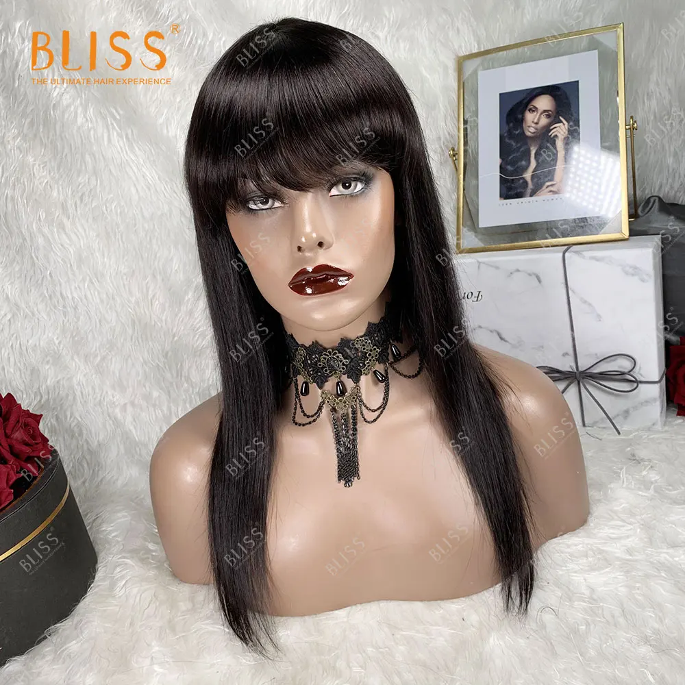 BLISS 2020 Новые Парики из человеческих волос с бахромой для черных женщин