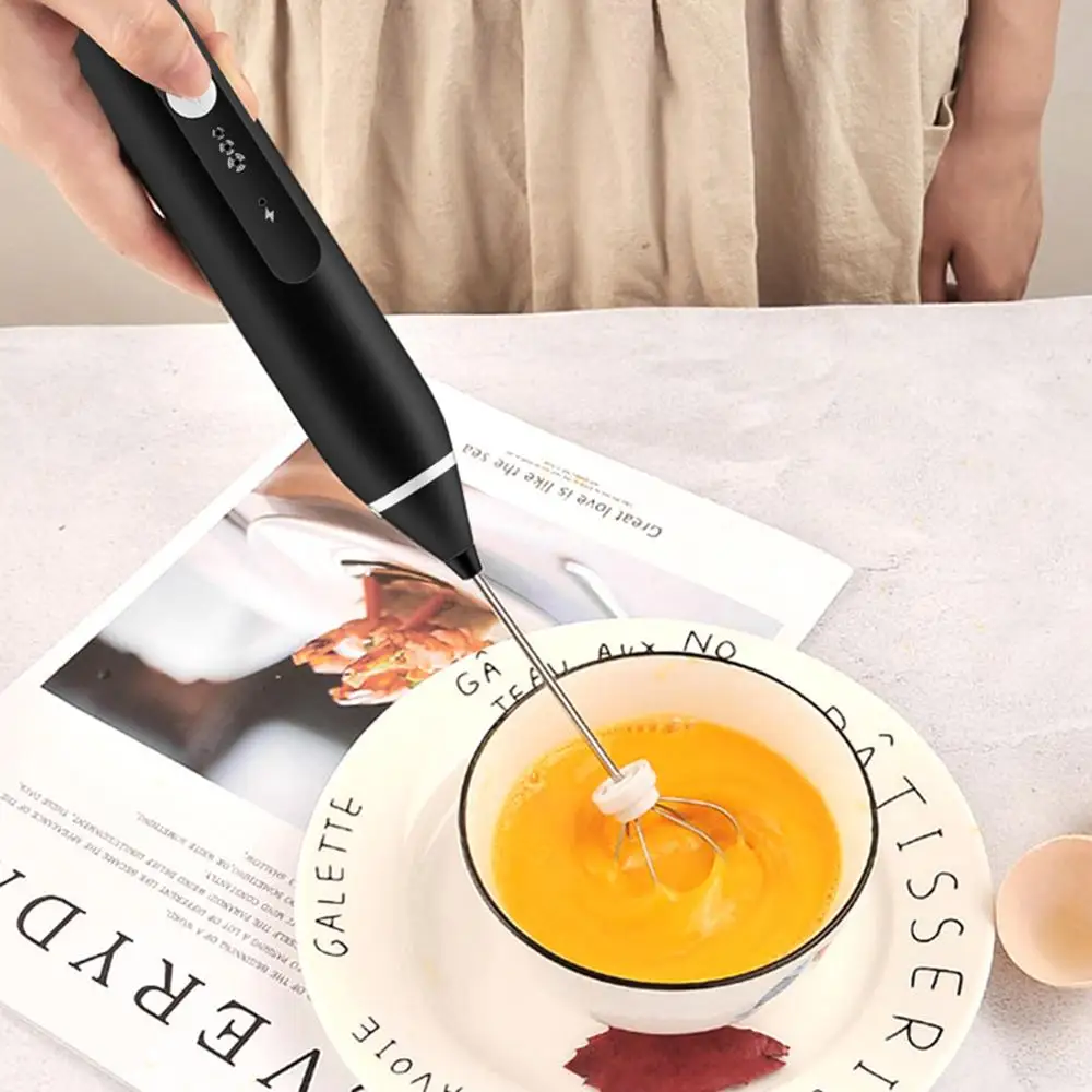 Электрический ручной вспениватель молока 2 венчика пенообразователь кухонный