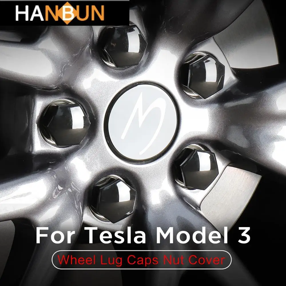 

For Tesla Model 3 2017-2019 Aero Wheel Cap Kit Center Cap Set and Wheel Lug Nut Cover 20pcs(Mirror section)