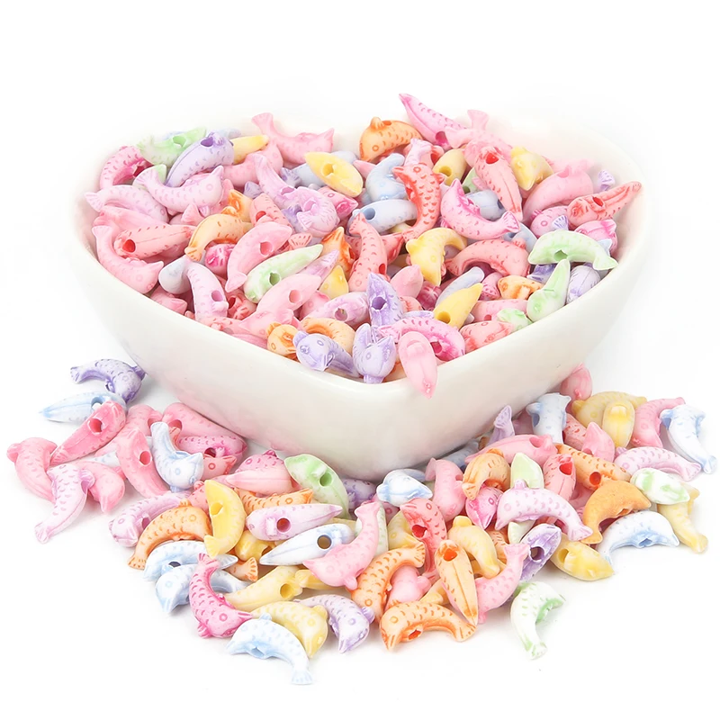 100 шт./лот акриловые бусины в виде дельфина для изготовления ювелирных изделий