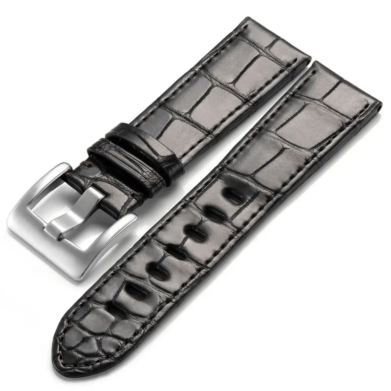 

FUYIJIA New 20MM 22MM Alligator Watchbands Men Women Strap Stainless Steel Pin Buckle Belt Waterproof Crocodile Skin Watch Band