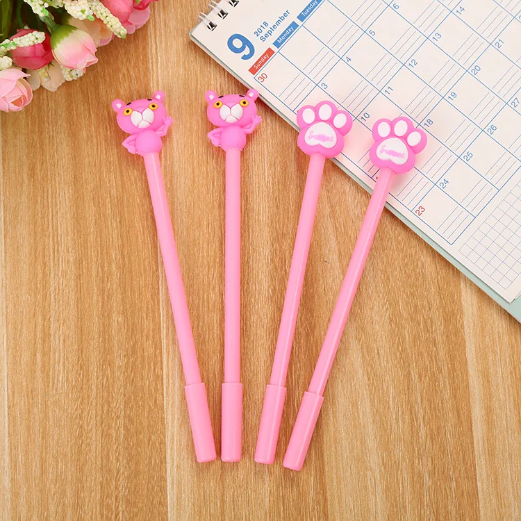 24 pcs Creative pink color leopard gel pen cute student cartoon girl series signature pen kawaii stationary materiais escolar