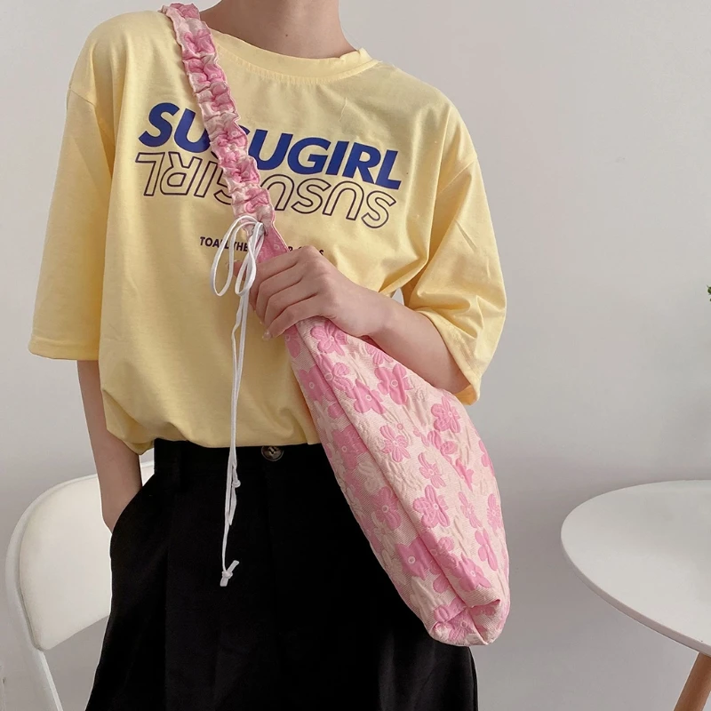

Винтажная женская сумка-мессенджер с розовым цветком, жаккардовые сумочки, вместительная Повседневная Сумка-тоут через плечо для путешест...