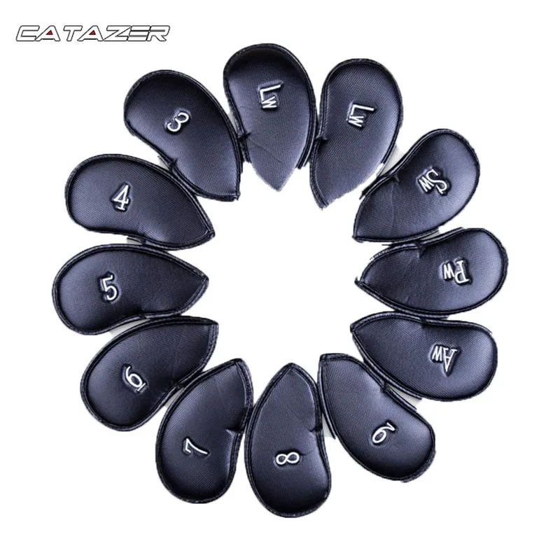 

12pcs / Set Golf Clubs Iron Pole Head Hat Sleeve PU Leather Golf Protective Cover Golf Accessories