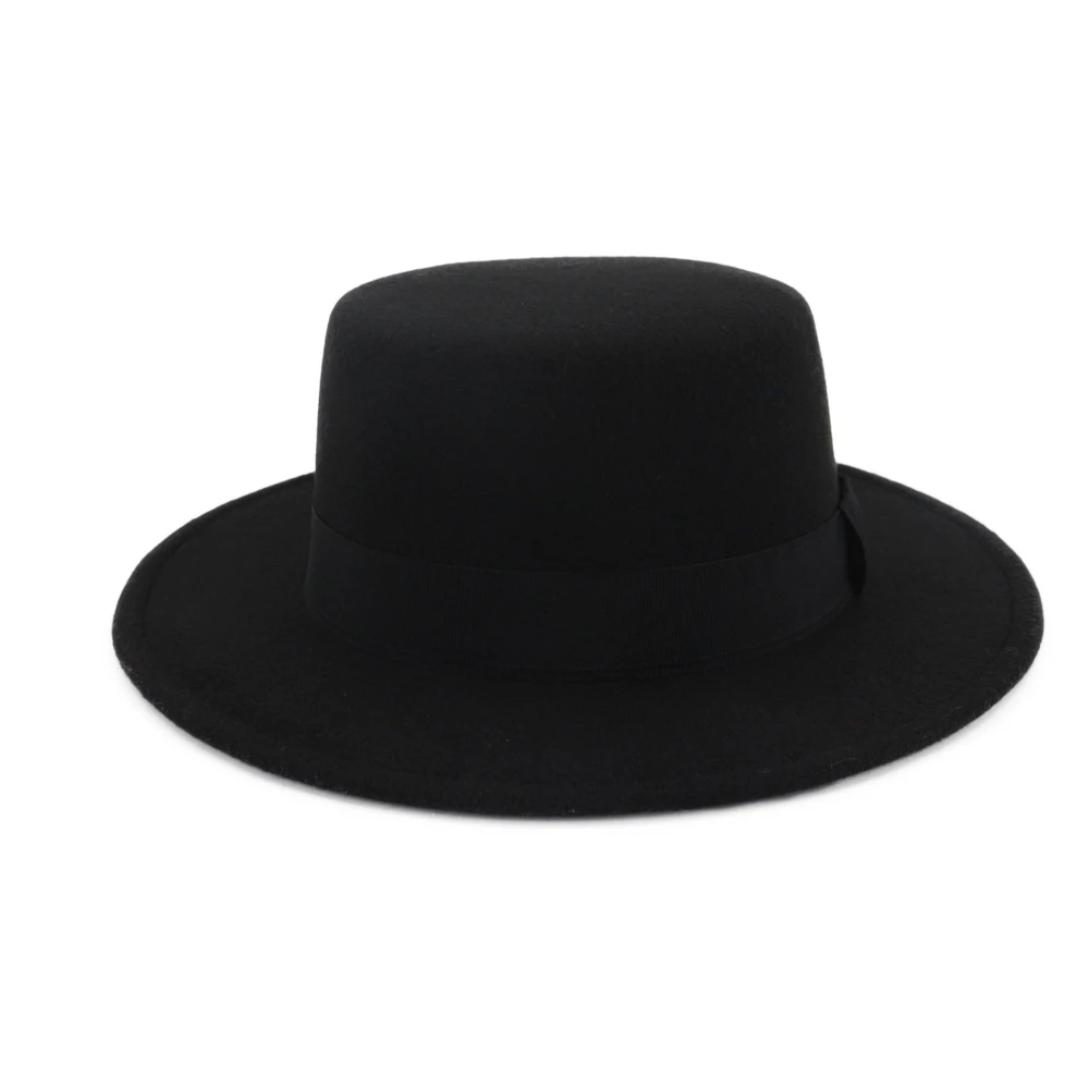 Женская Черная Шляпа Fedora с широкими полями шерстяная шляпа для церкви женская