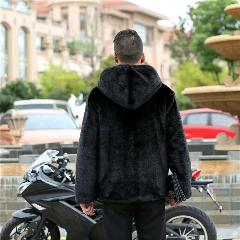 Autumn Winter Fashion Men's Fur And Locomotive Jacket Mink Velvet Coat Casual Thickened Warmth Pockets | Мужская одежда