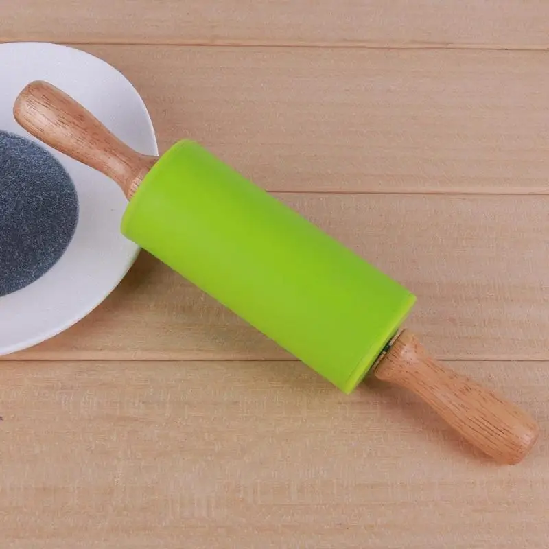 Антипригарный роликовый штифт для детской кухни силиконовый валик с деревянной