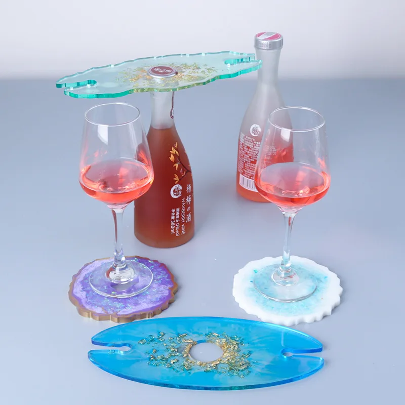 

Набор форм для смолы, силиконовые формы для эпоксидной смолы, креативная стойка для винного стекла, 3 шт./комплект, декоративное зеркало «сде...