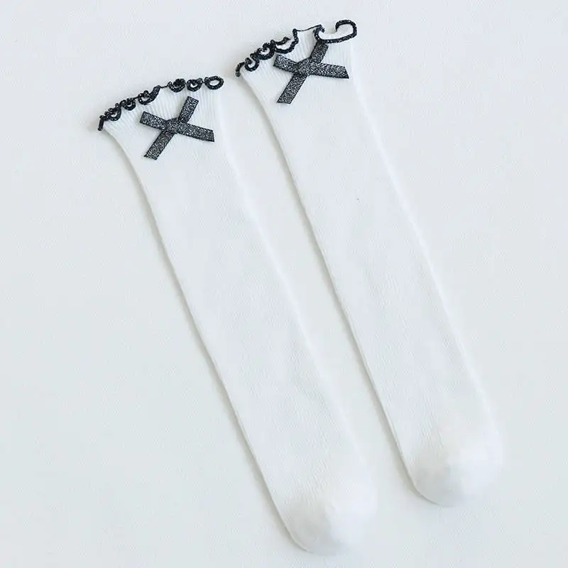 white B Wecute/Гольфы с принтом короны для маленьких детей; Детские милые модные длинные хлопковые носки принцессы; осенние носки для маленьких девочек - Цвет: white B