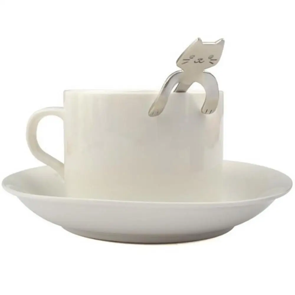 

Cartoon Cat Long Handle Soup Stainless Steel Dessert Cake Coffee Spoon Cutlery