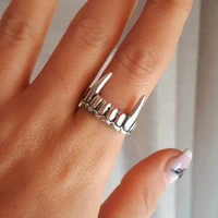 initial ring gothic vampire tooth vintage punk rock adjustable ring hip hop jewelry women men 2021 new arrival wholesale