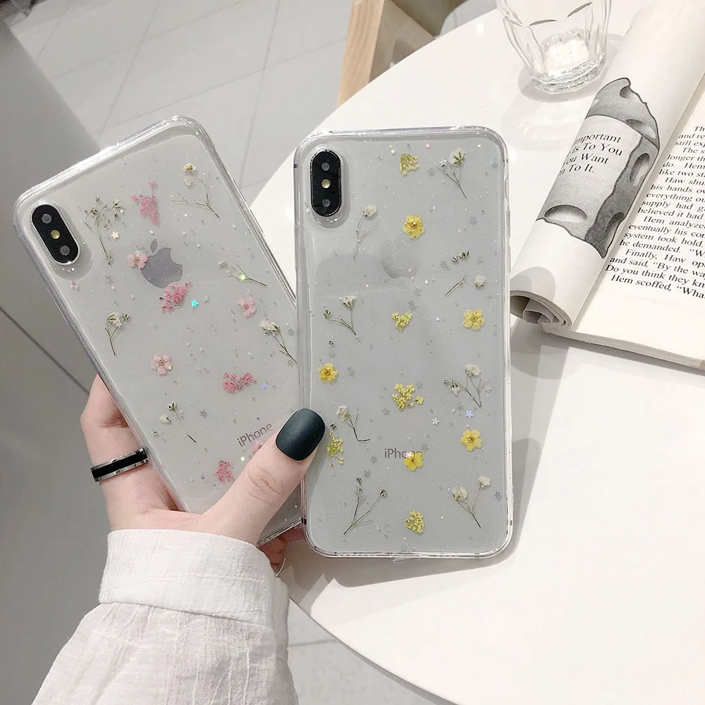 Прозрачный чехол для телефона iPhone 7 8 6 6s Plus XR X XS MAX блестящий ТПУ ручной работы с