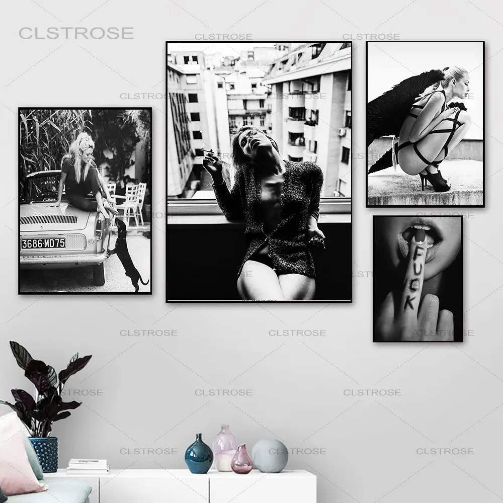 

Fashion Woman Black and White Poster Nordic Movie Star Photography Picture Modern Wall Art Picture Home Decoration Living Room