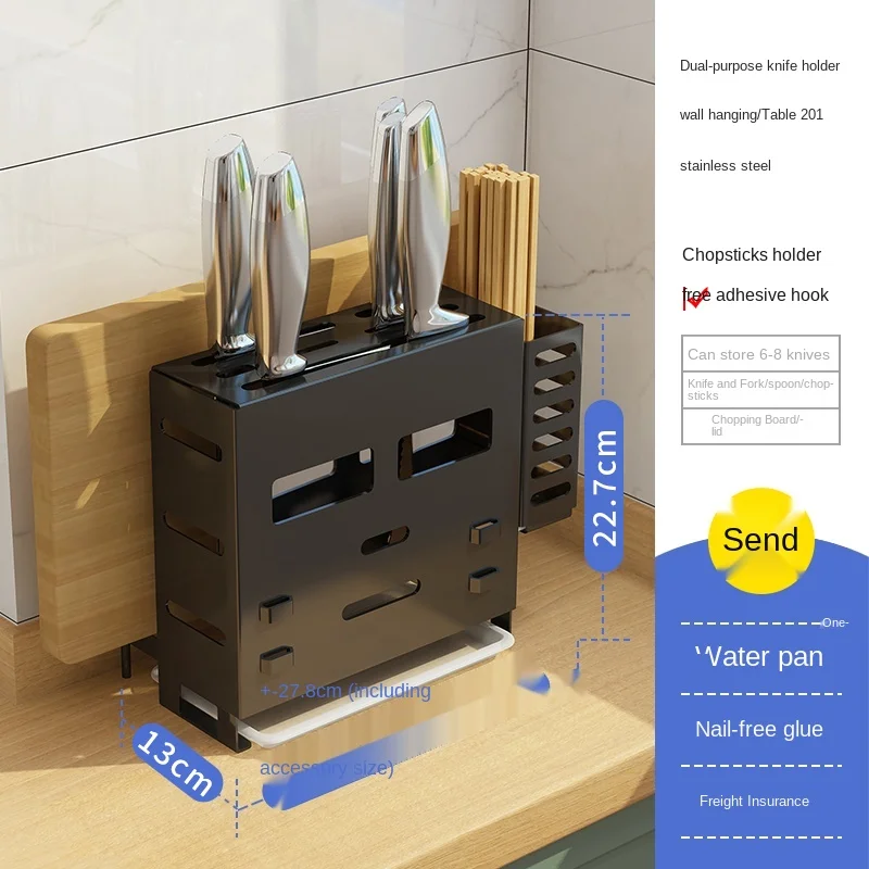 

Kitchen Rack Wall-Mounted Knife Holder Household Utensils Countertop Multifunctional Cutting Board Pot Cover Knife