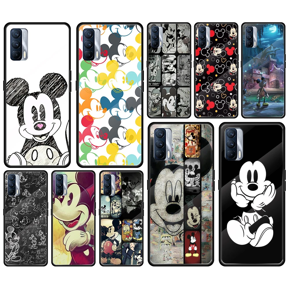 

Mickey Mouse Tempered Glass Cover For Realme 7 7i XT C3 6 5 Pro for OPPO A9 2020 A52 Find X2 Lite Phone Case