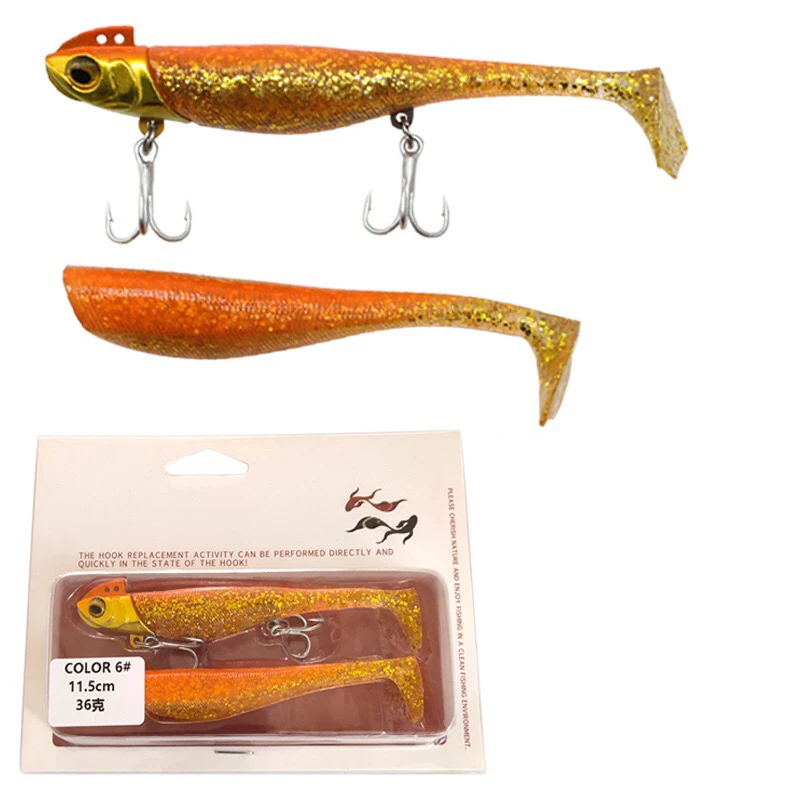 Мягкая рыболовная приманка со свинцовой головкой светящаяся 2 шт. 10 г 23 29 36 с