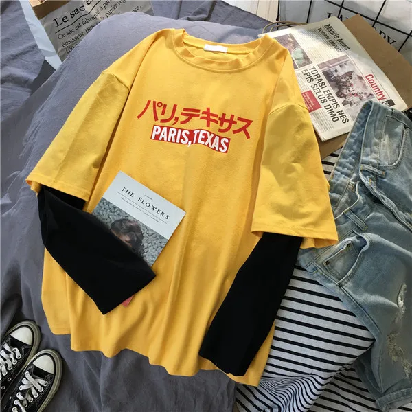 MaY 5805 Harajuku/женская футболка с длинным рукавом в стиле хип-хоп, Ulzzang, футболки в Корейском стиле с буквенным принтом, осенние модные черно-белые топы для девочек - Цвет: MaY 5805