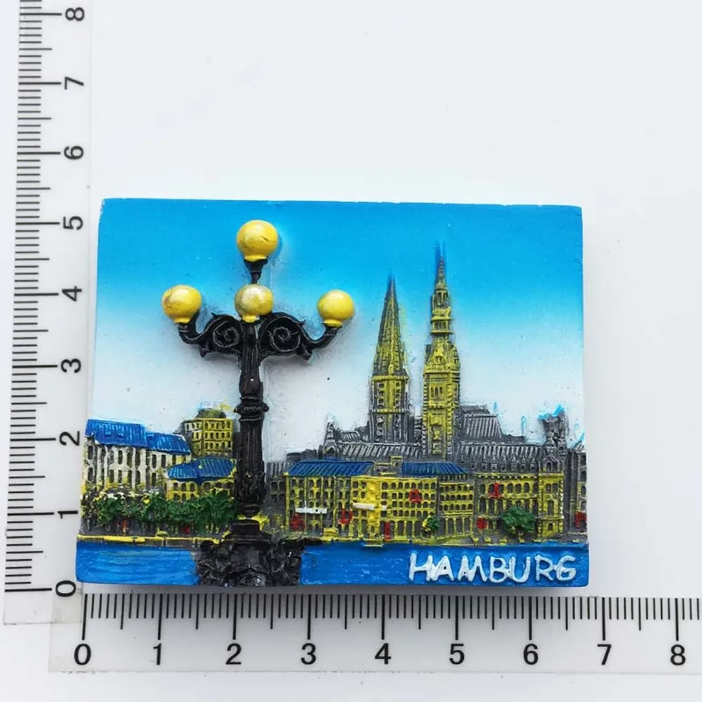 

BABELEMI Handmade Resin Fridge Magnets Germany Hamburg Travel Souvenir Refrigerator Magnetic Sticker Craft Home Decoration