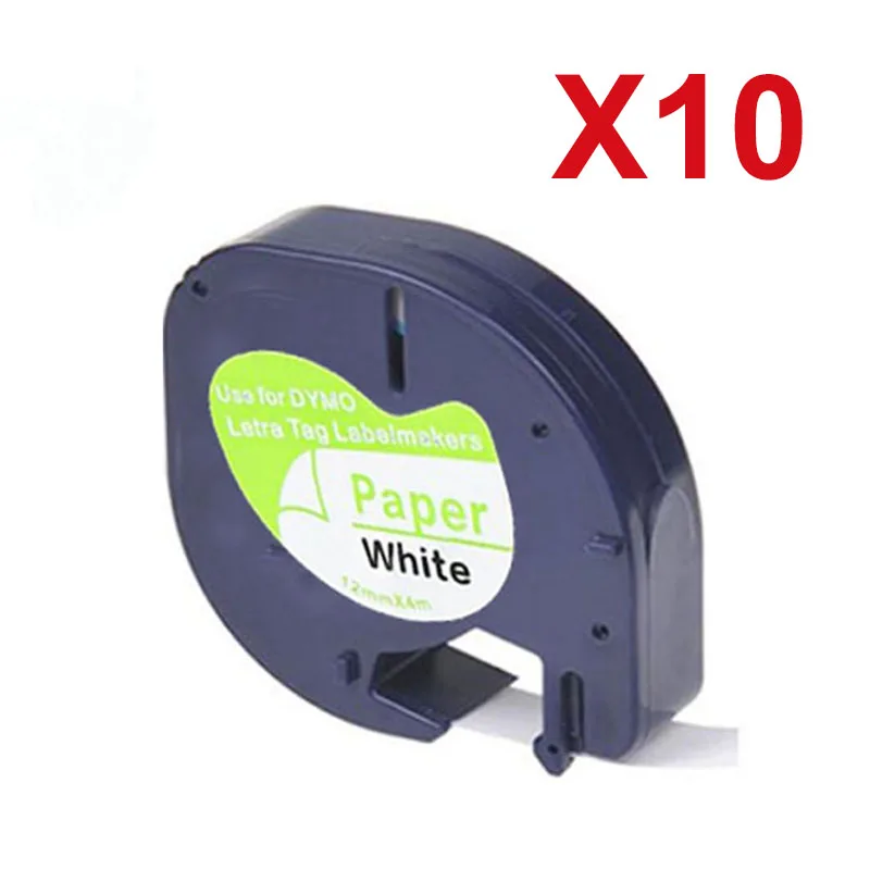 10PK 12 мм 91200 бумажная этикетка кассета для Dymo Letratag Φ строительная