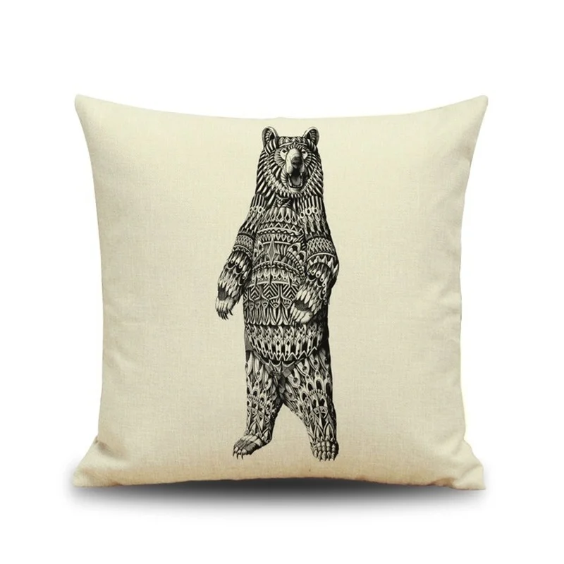 

Nordic Style Animal Printed Cushion Cover Home Decorative Pillows Car Sofa Bed Art Throw Pillows Case Linen Custom Pillowcase