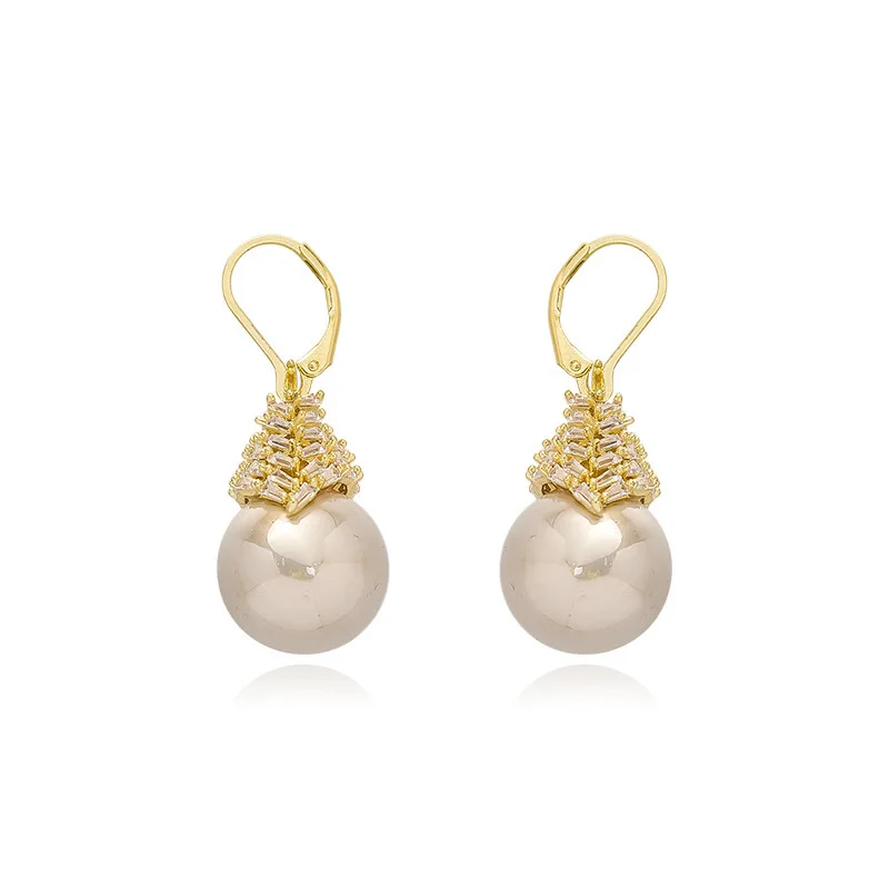 

GU-48 Micro-inlaid zircon pearl earrings 2021 new trendy fashion earrings elegant and delicate ear buckle tassel earrings