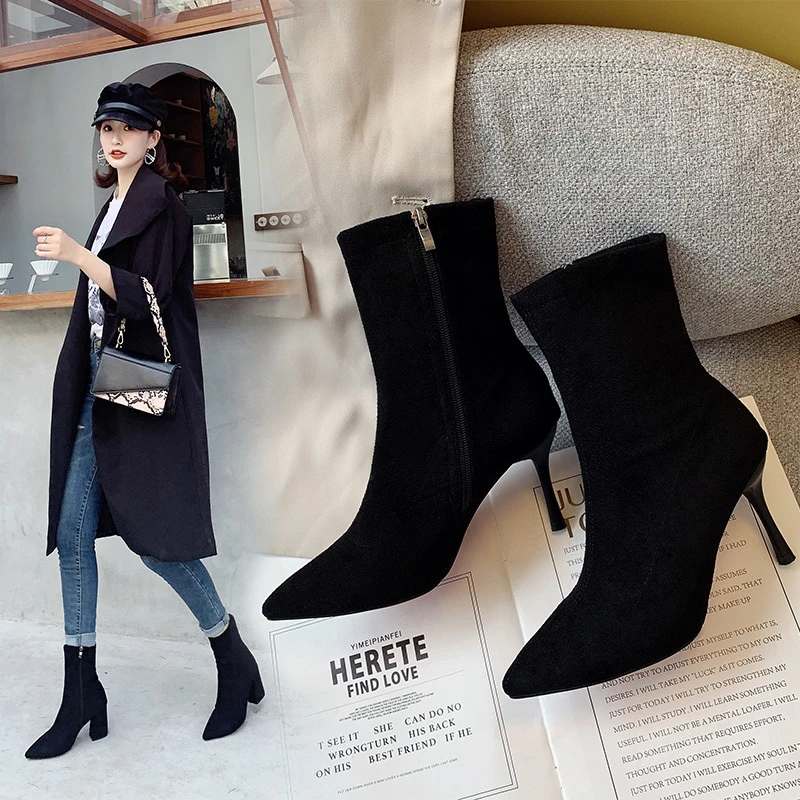 

2021 Fashion Martin Boots, Naked Boots, Thin Boots, Children's High-heeled Tooling Boots, Autumn and Winter Single Boots