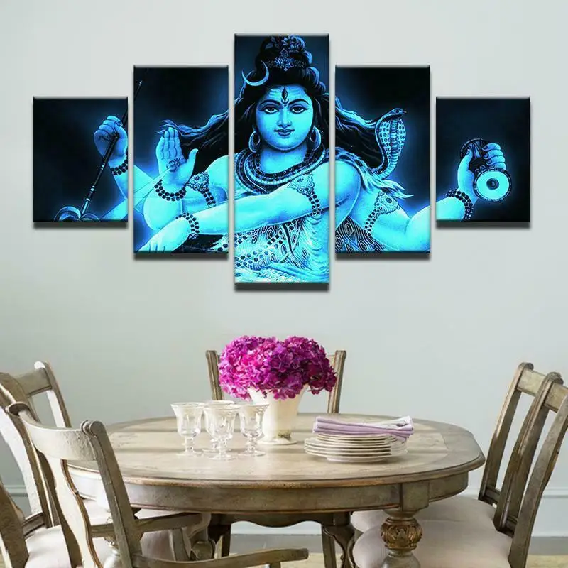 

Hindu God Shiva Religion 5 Pcs Modern Home Wall Decor Canvas Picture Art HD Print Painting On Canvas for Living Room No Framed