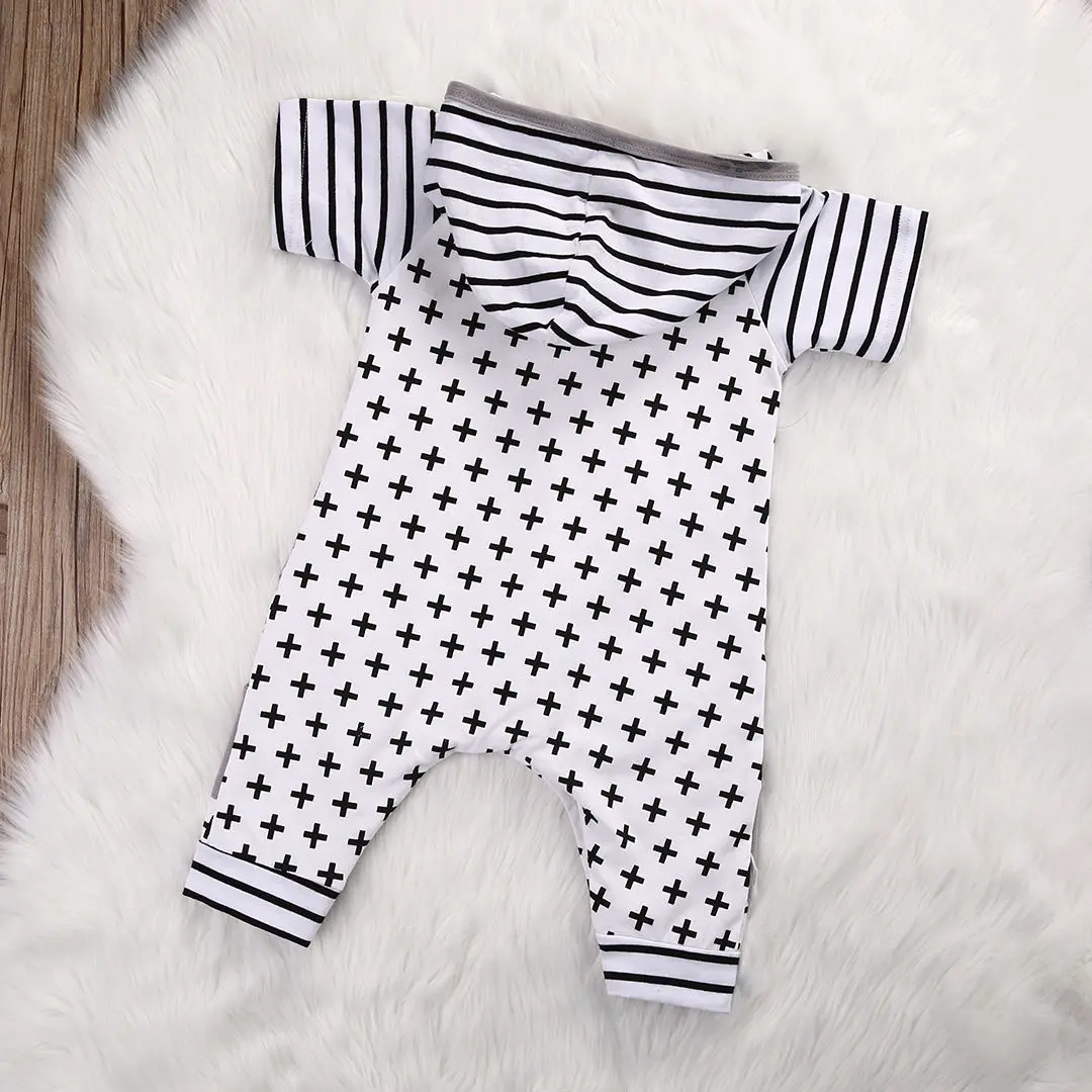 

Autumn New born Baby Girls Boys Clothes Hooded Baby Romper Cross Short Sleeve Jumpsuit Outfit Clothes