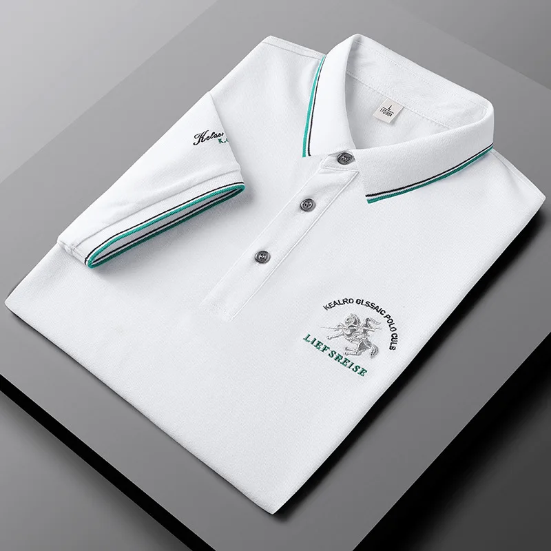 

Summer relaxed 2021 new men's Polo Shirt Short Sleeve T-Shirt thin business Lapel men's Polo Shirt Men's