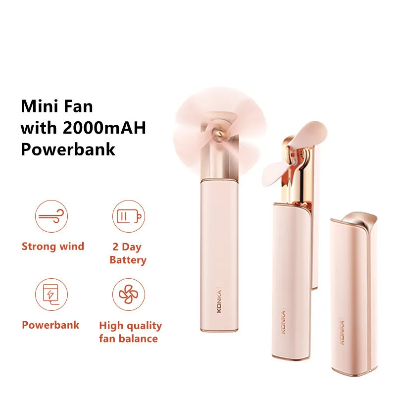 

Konka 2 In 1 Mini Fan Appliance USB Recharge Small Air Conditioner for Outdoor Travel 2 Gear Wind Low Noise 2000mAH capacity