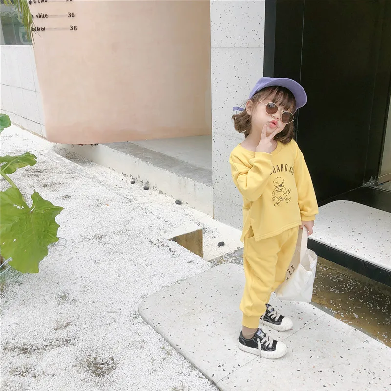 Новинка осени 2019 комплекты одежды в Корейском стиле Повседневная Толстовка с