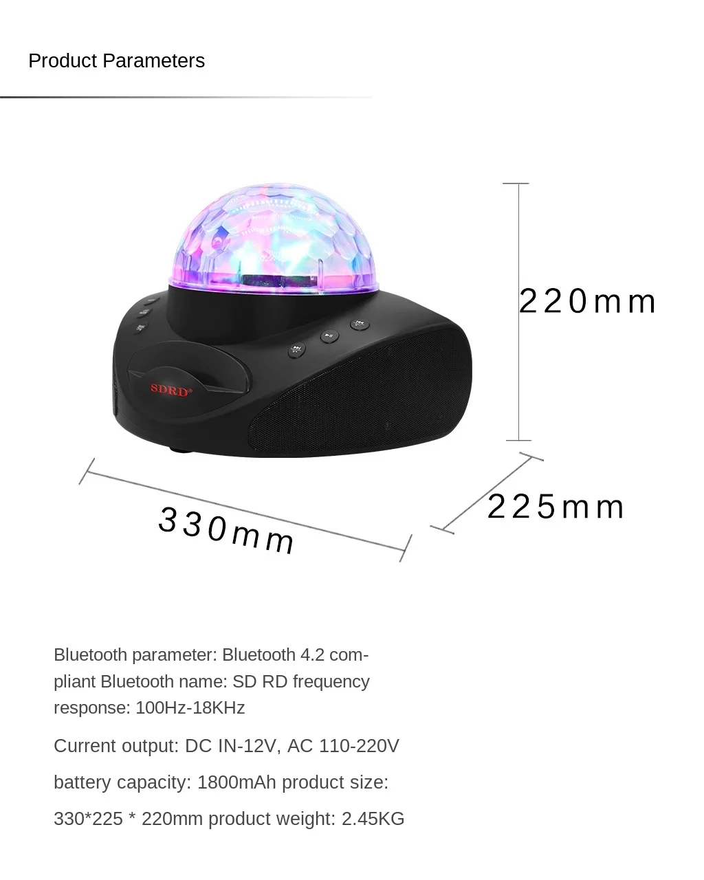 

POWKIDDY SD308 wireless microphone home ktv speaker microphone all-in-one Bluetooth speaker colorful karaoke