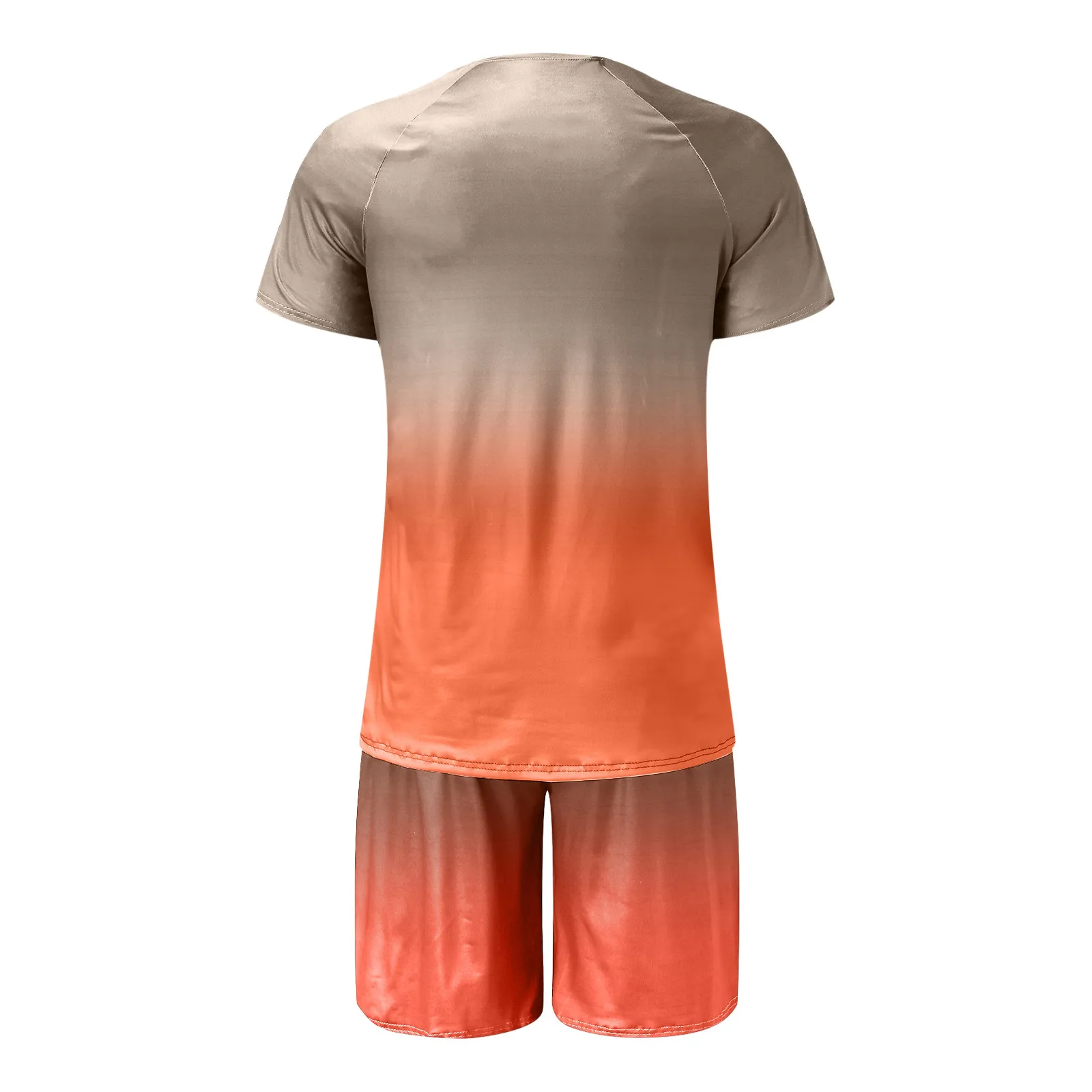 

New Summer Gradient Two Piece Set For Men Casual O-neck Short Sleeve Tops And Drawstring Shorts Tracksuits Sports Street Wear