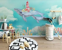 cartoon marine life submarine creative childrens room professional custom wallpaper