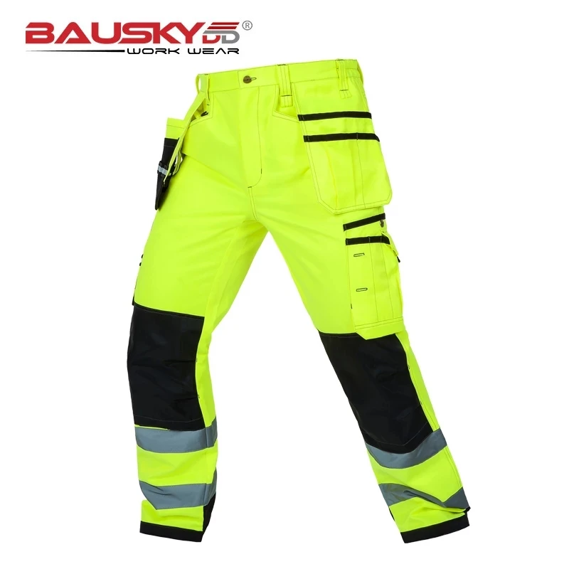 Фото Hi Vis Tool Карманные штаны функциональная безопасность рабочая одежда рабочие брюки карго рабочие брюки с наколенниками Бесплатная доставка №3