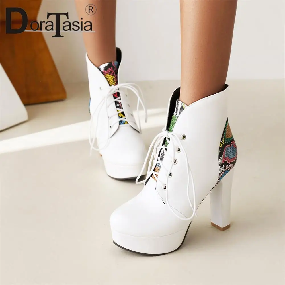 

DORATASIA Big Size 34-43 Brand New Ladies Chunky High Heels Ankle Boots Fashion Platform Boots Women Party OL Shoes Woman