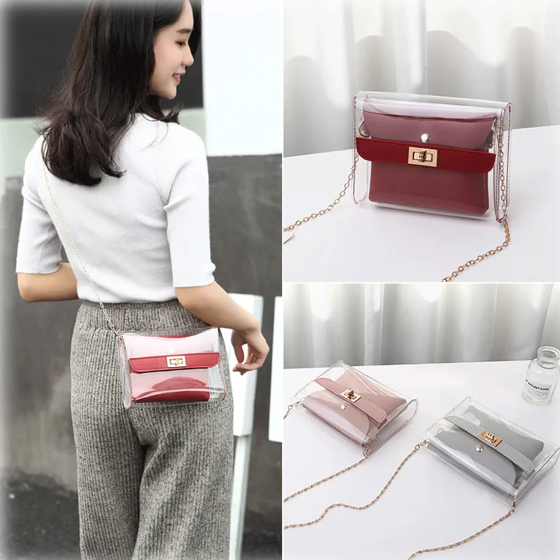 Женские сумки через плечо сумочка из искусственной кожи вечерние прозрачная