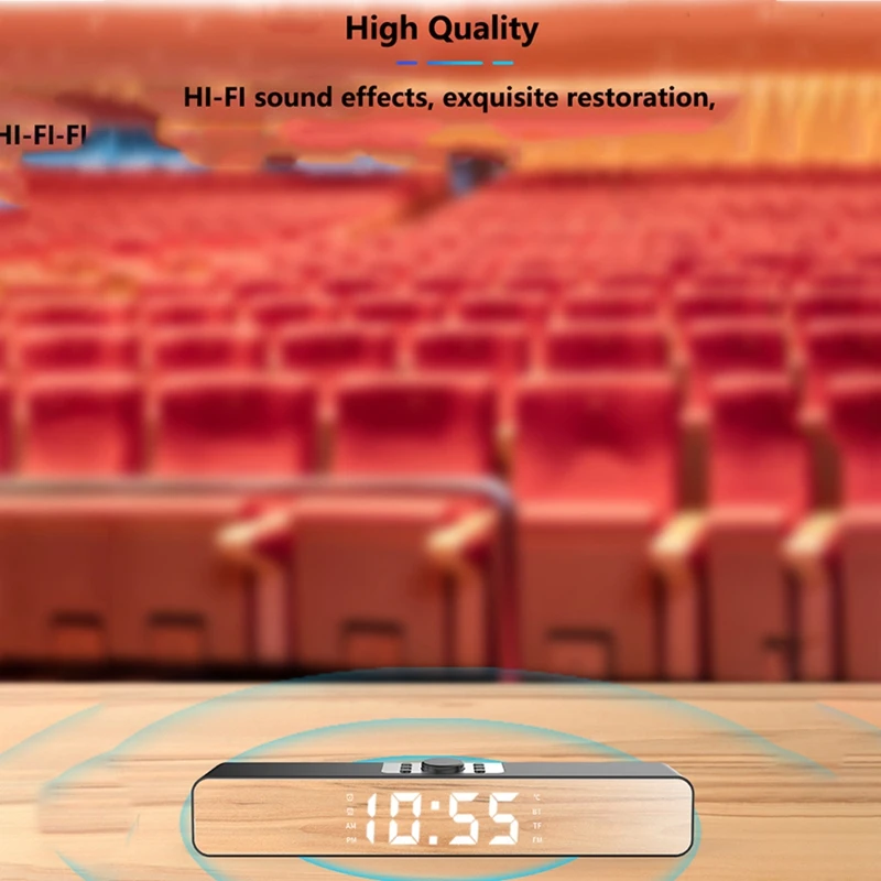 

Led Sound Bar Alarm Clock Wireless Bluetooth Speaker Home Theater Surround Soundbar For Pc Tv Computer Speaker