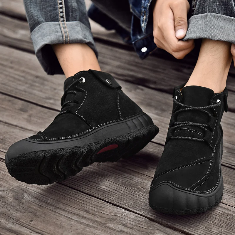 Новинка Мужская обувь Повседневные уличные ботинки из натуральной кожи зимняя