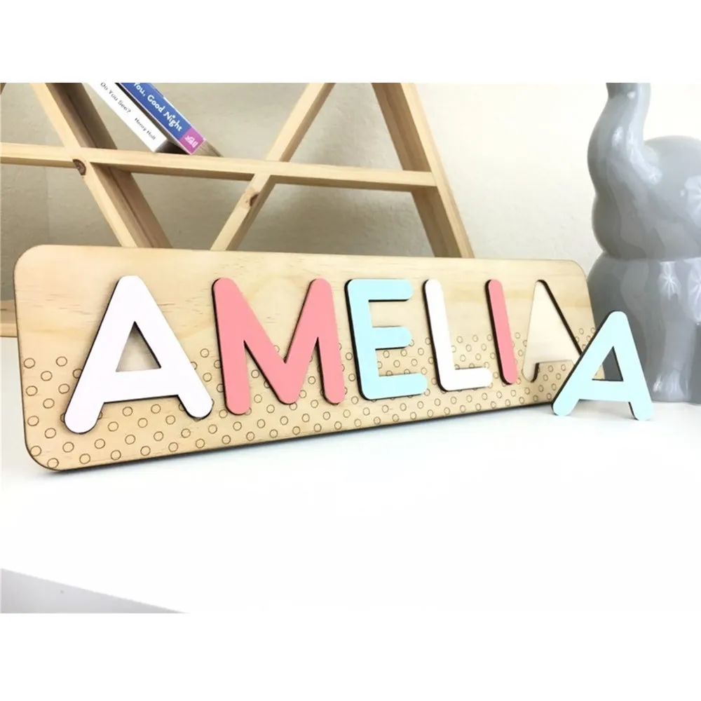 Пользовательские Темно синие детские головоломки имени ручной работы Игрушки