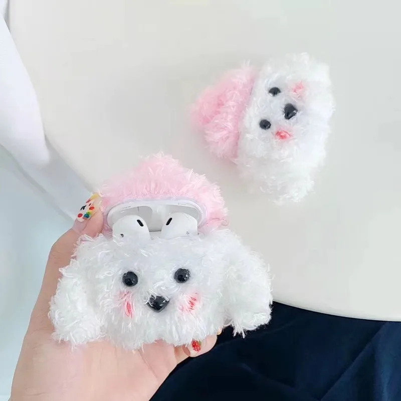 3D милый чехол для наушников Airpods с мультяшным рисунком вязаный плюшевый Apple 2