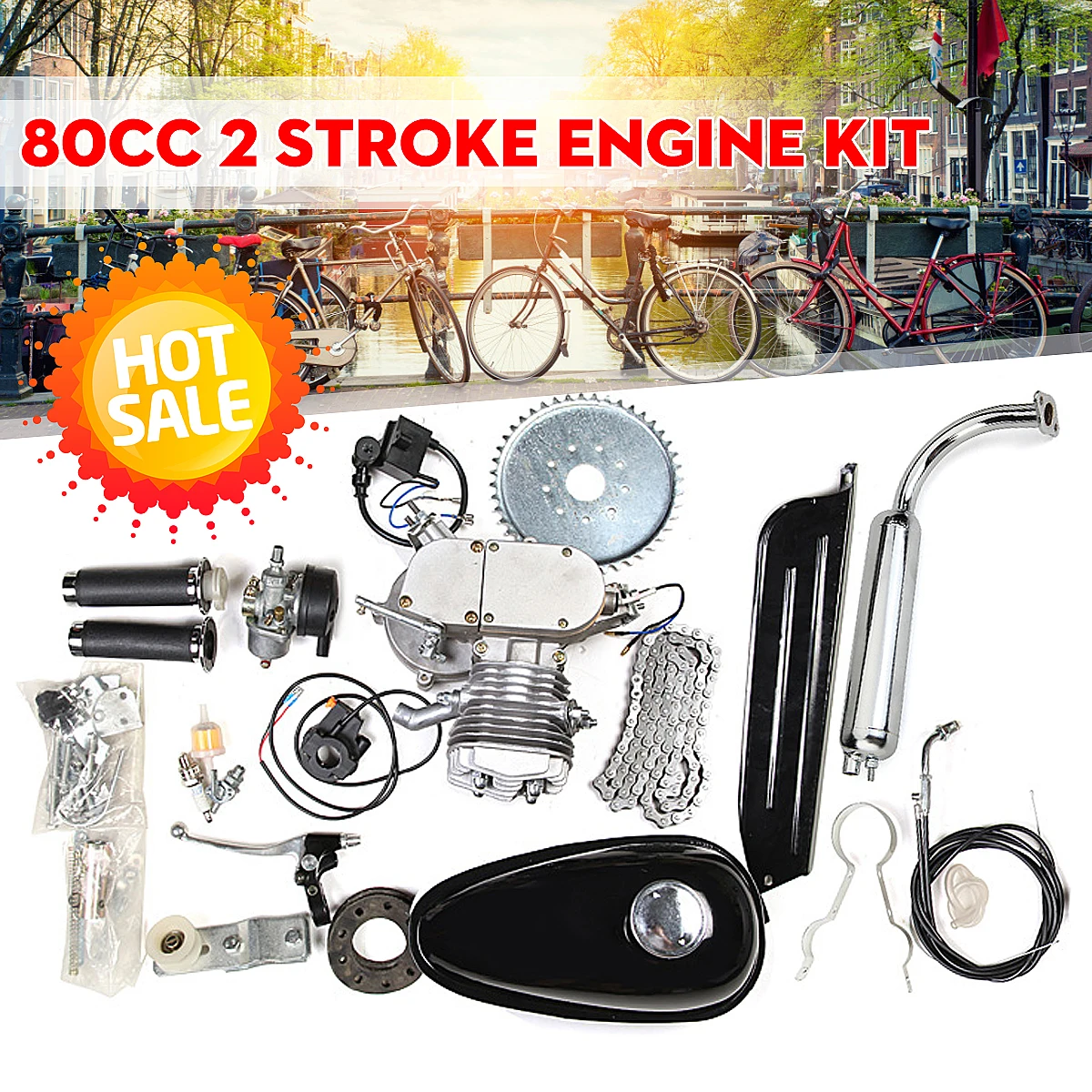 80cc 2 велосипед мотоцикл тактный комплект бензинового двигателя для DIY