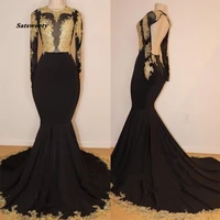 sexy black prom dresses long sleeves keyhole mermaid african sweep train evening gowns black girl couple day plus size vestidos
