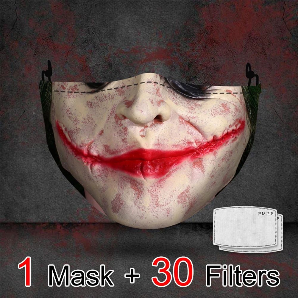 

3D Print Face Mask Adult Horrify Mascarillas Costume Accessories Unisex Halloween Mouth Mask Windproof Masks Funny