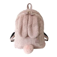 kwaii rabbit cartoon backpack plush bag with big ear childrens leisure backpack plush stuffed toys children doll school bag