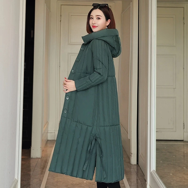 Женская куртка с капюшоном длинное пальто парка женские осенне-зимние толстые