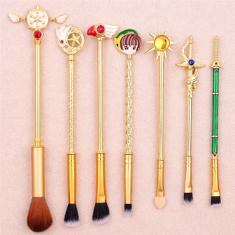 Cardcaptor Sakura кисти для макияжа Косметическая металлическая ручка с кристаллами основа для теней Губка кисти косметические инструменты