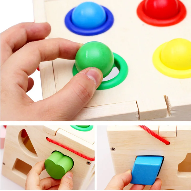 17 отверстий деревянный Развивающий кубик кирпичи геометрическая форма