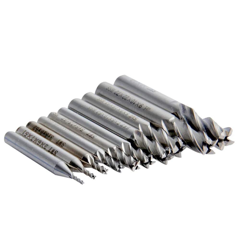 

High Speed Steel Milling Cutters 2/3/4/5/6/7/8/9/10/12mm Silver HSS Cutting