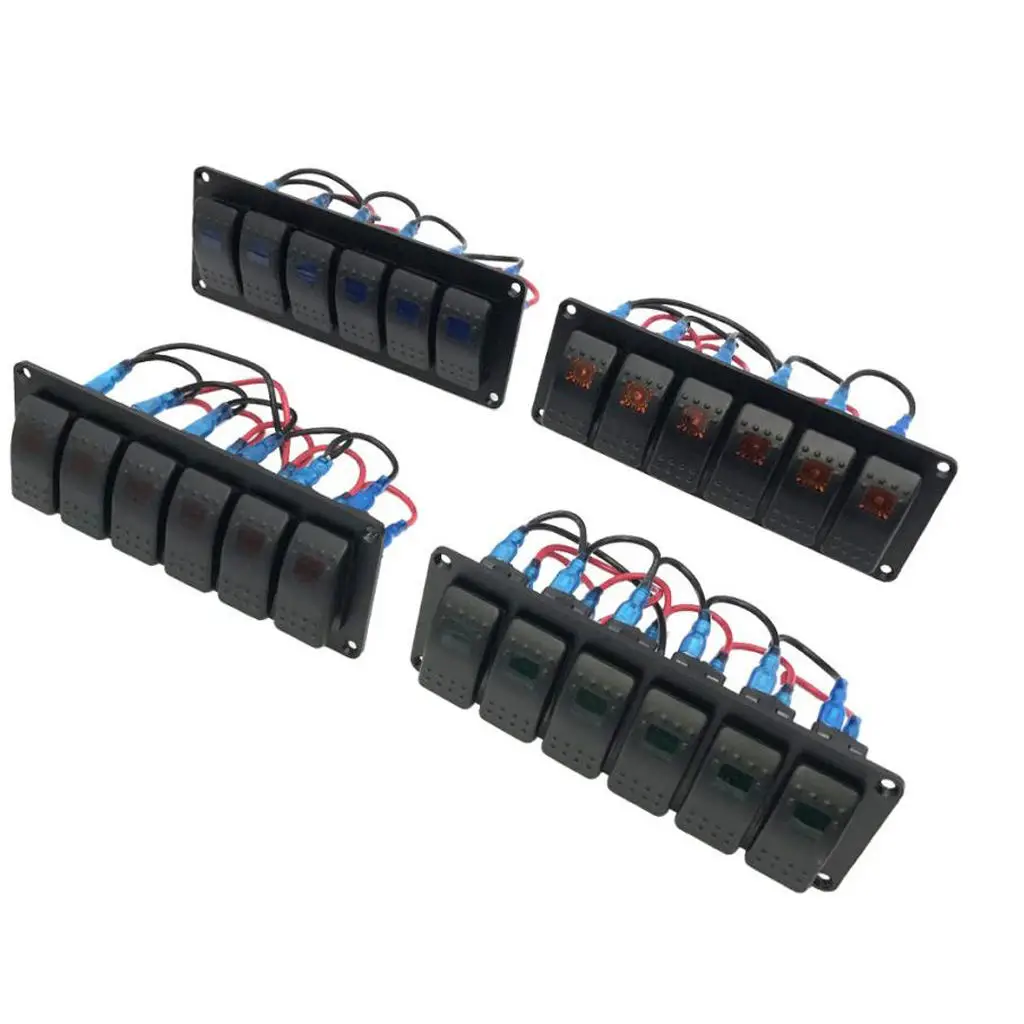 

Водонепроницаемая 6-клавишная синяя светодиодсветодиодный панель автоматического выключателя лодки с переключателем